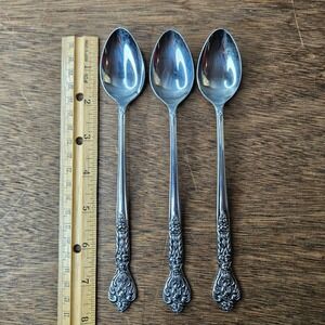 Versailles Stainless Japan Iced Tea Spoons Set of 3 Ornate Floral Scroll 7.5 in